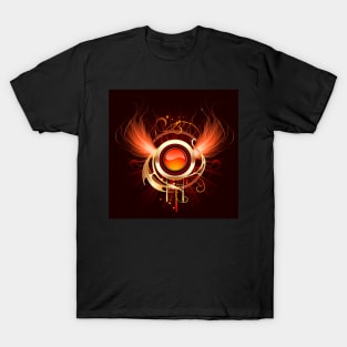 Hot round banner with fiery wings T-Shirt